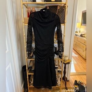 HEARTLOOM BLACK LACE DROW WAIST DRESS WITH SLIT